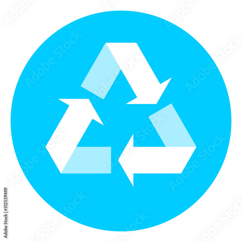 Blue recycle icon minimal clean symbol design.