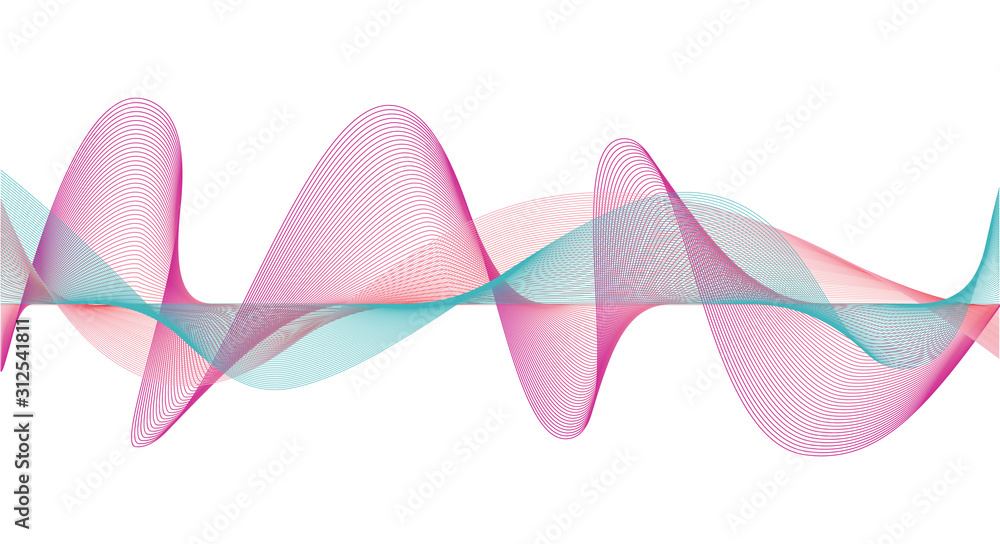 abstract colorful wave technology lines full editable stroke