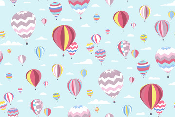 Fotobehang Luchtballon Pastel luchtballonnen naadloos kinderpatroon  © Diana  Sityaeva 