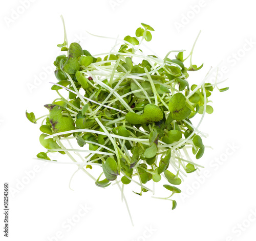 top view of pile from fresh mustard cress isolated photo