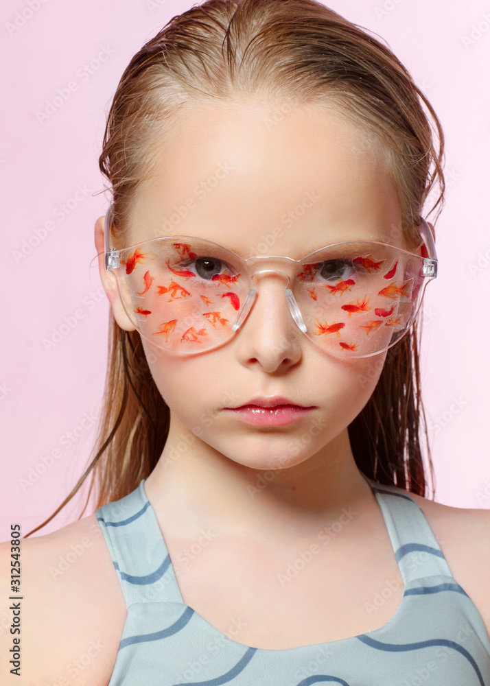 portrait of little model girl in studio portrait of little model girl in studio