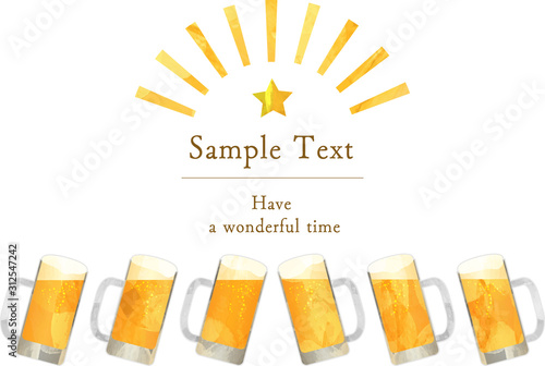 生ビール_ビール_切り絵風_ジョッキ_乾杯_ベクター_イラスト_ドリンク_お酒_アルコール