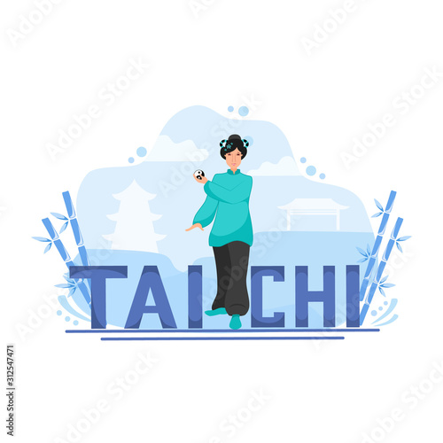 girl with tai chi ball