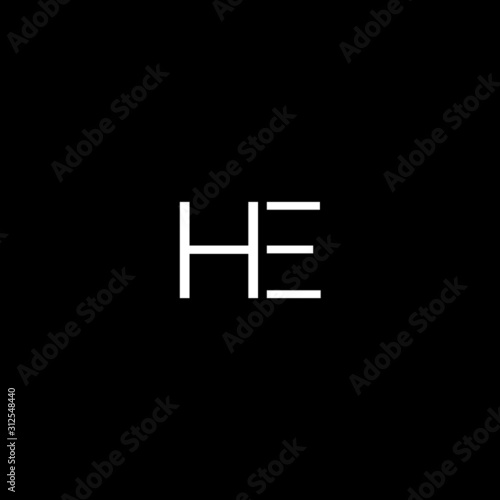 Unique modern artistic HE initial based letter icon logo