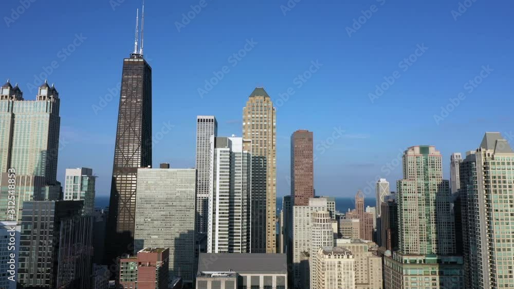 Downtown Chicago Illinois cityscape sunset Aerial view Summer . Downtown Chicago Illinois cityscape sunset Aerial view Summer .