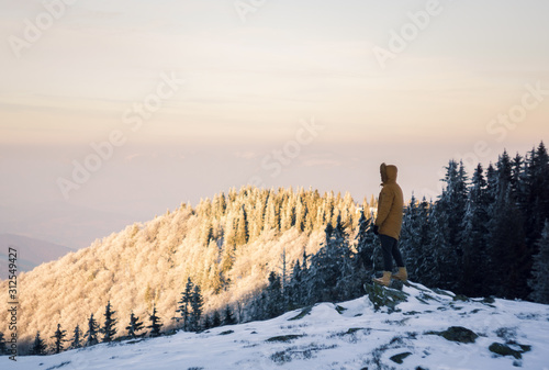 person in the mountains