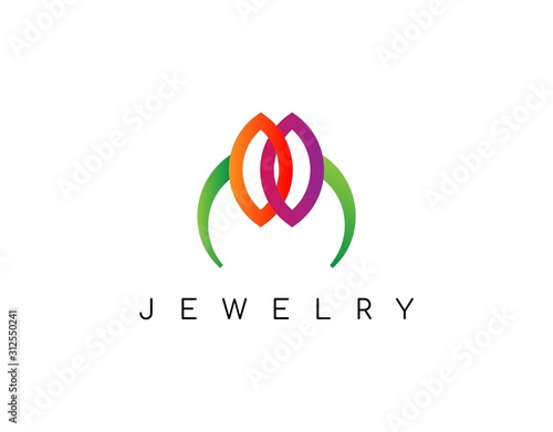 Lovely logo of Jewelry with Modern Concept. Design with Unique and Abstract Ring Vector Image. Suitable for Jewelry Shop Business Sign.