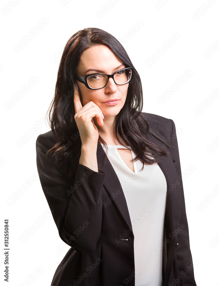 Portrait of wonderful business woman on white background