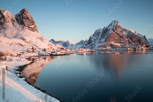 Sunrise in Reine with reflection, Lofoten