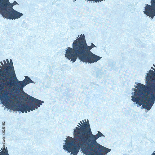 Flying Seamless Repeat Blue Textile Pattern