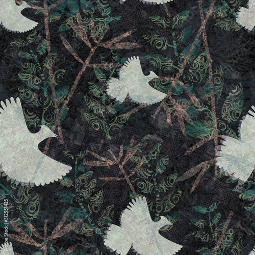 Birds in a Jungle Seamless Textile Pattern
