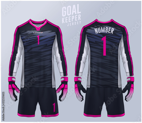 Goalkeeper jersey,t-shirt sport design template, Long sleeve soccer jersey mockup for football club. uniform front and back view.