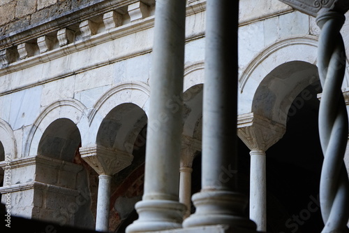 Pillars of faith inside Santa Scolastica Monastery, Subiaco, Lazio, Italia photo