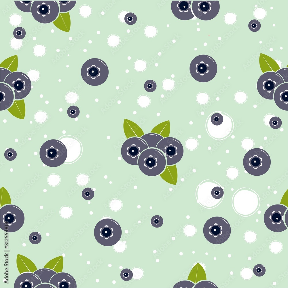 Seamless pattern with blueberries and leaves Seamless pattern with blueberries and leaves