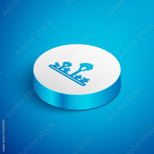 Isometric line Mold icon isolated on blue background. White circle button. Vector Illustration