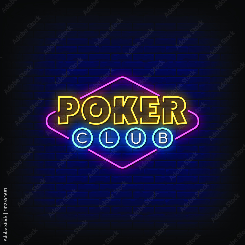 Poker Club Neon Signs Style Text Vector