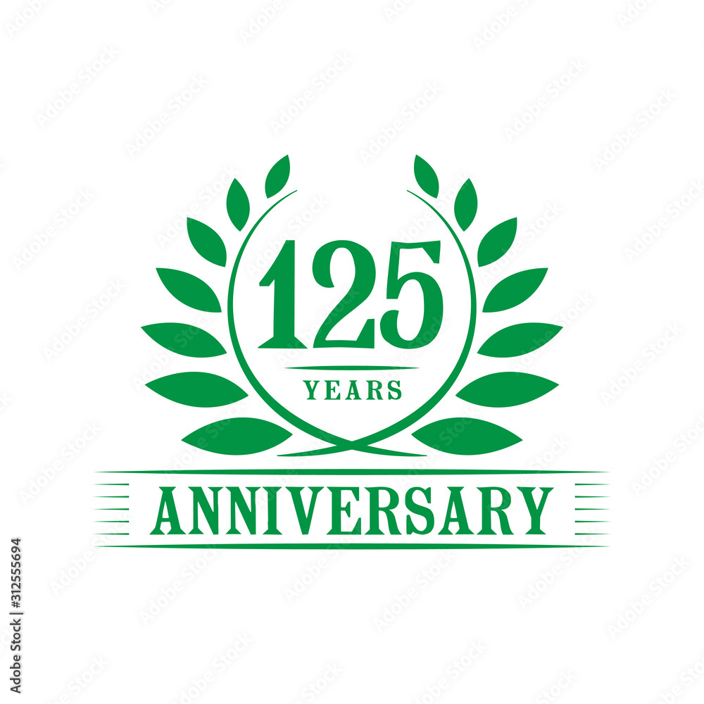 125 years logo design template. One hundred twenty fifth anniversary vector and illustration. 125 years logo design template. One hundred twenty fifth anniversary vector and illustration.