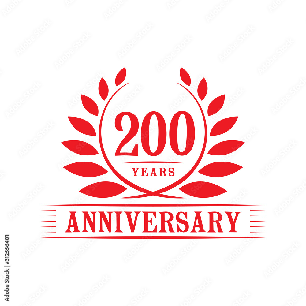 200 years logo design template. Two hundredth anniversary vector and illustration.