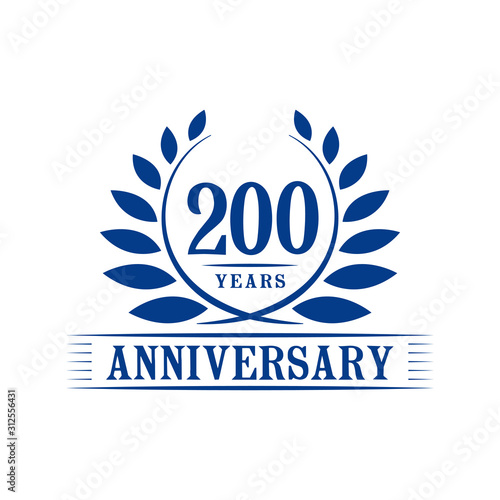 200 years logo design template. Two hundredth anniversary vector and illustration.