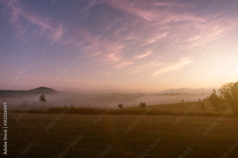 Landscape of mountain and fog in the morning at Khao kho Phetchabun,Nation park of Thailand