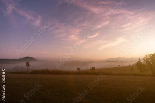 Landscape of mountain and fog in the morning at Khao kho Phetchabun Nation park of Thailand