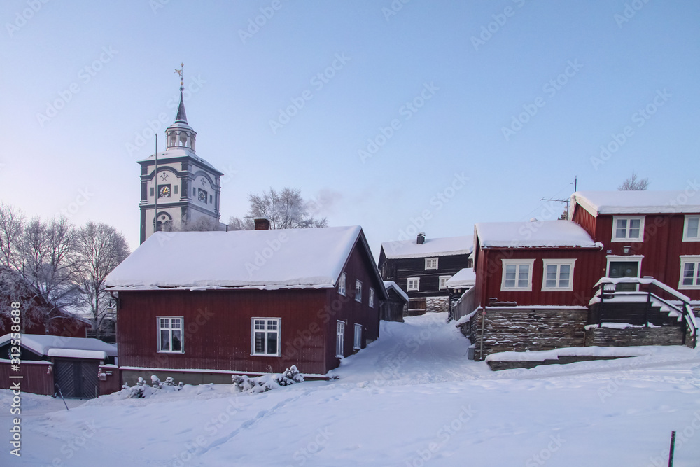 Picture from Roeros World Heritage City -Røros church, also known under the old name Bergstadens Ziir, is an elongated octagonal church from 1784
