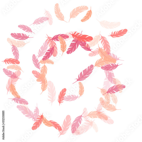 Detailed majestic feather on white design.