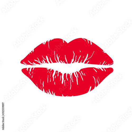 Lips print vector isolated on white background