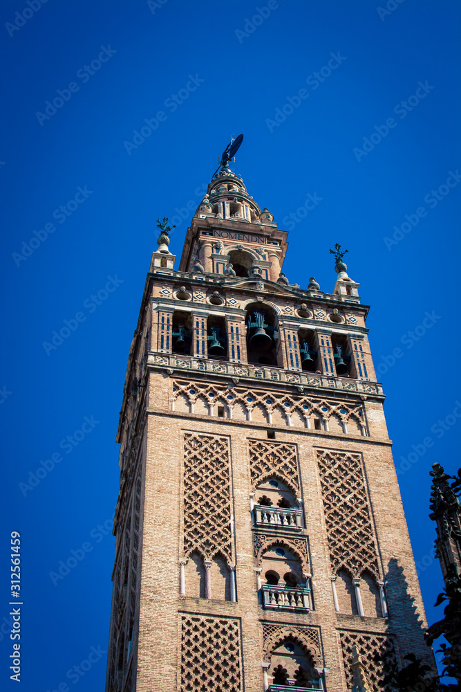 Church tower and bell in Seville