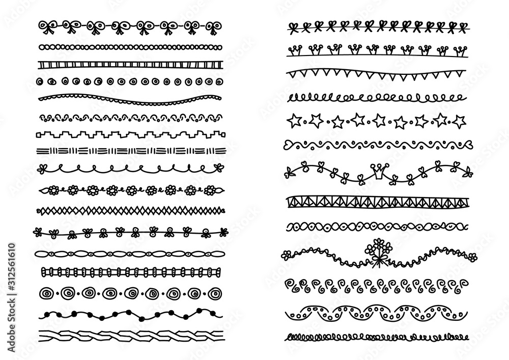 30 hand drawn simple vector dividers