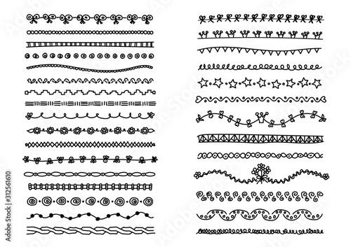 30 hand drawn simple vector dividers
