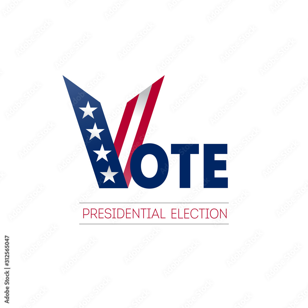 Voting in USA. Design template of poster, flyer or sticker for Political election campaign. Banner design for presidential election day. Vector.