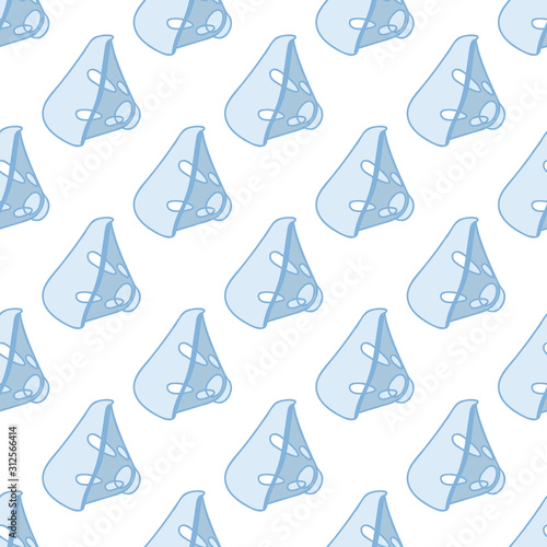 Nebulizer mask. Contour illustration of aerosol lung respiration . Respiratory mask. Seamless vector pattern on white background