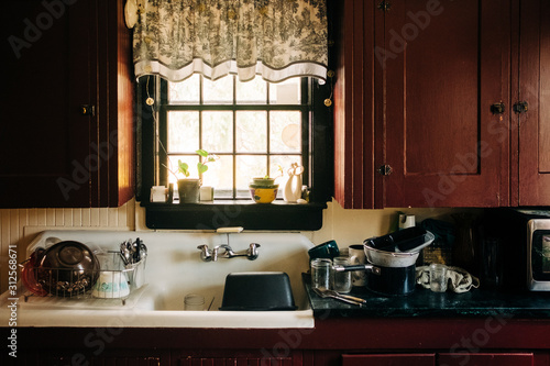 stock photo of farmhouse kitchen sink photo