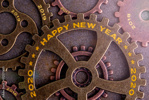 2020 new year holiday concept, meta gears with inscription