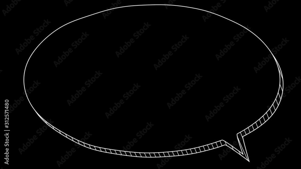 Animated 3D Cartoon Speech Bubble on Black Background - Black Animated 3D Cartoon Speech Bubble on Black Background - Black
