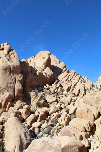 Many rock arrangements around Indian Cove in Joshua Tree National Park were forged by ancient disastrous geological events, and have been part of the Southern Mojave Desert since time immemorial.