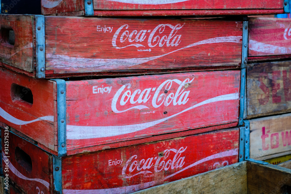 The Coca Cola Brand Logo On Old Vintage Coca Cola Boxes Case For 