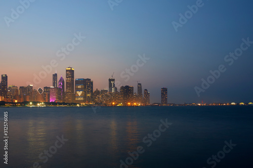Chicago Skyline at blue hour, Chicago, Illinois, United States
