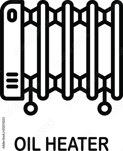 Oil electric heater on wheels icon. Simple illustration of oil electric heater on wheels vector icon for web design isolated on white background
