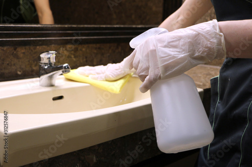 woman cleaning