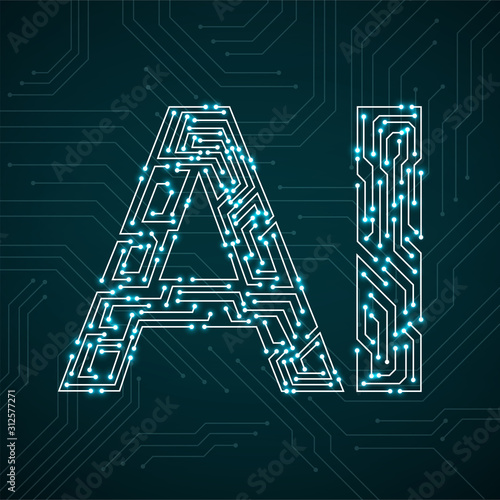 Artificial Intelligence with circuit board. Abstract technology concept
