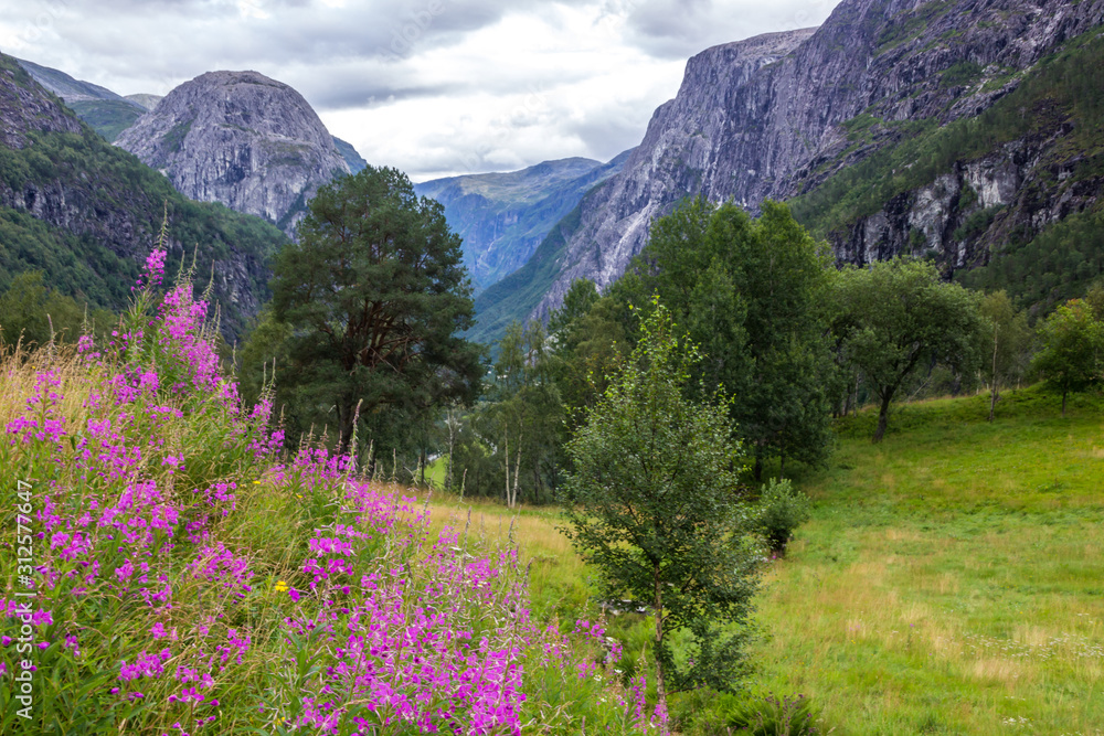 Stalheim pass in mountains in Norway