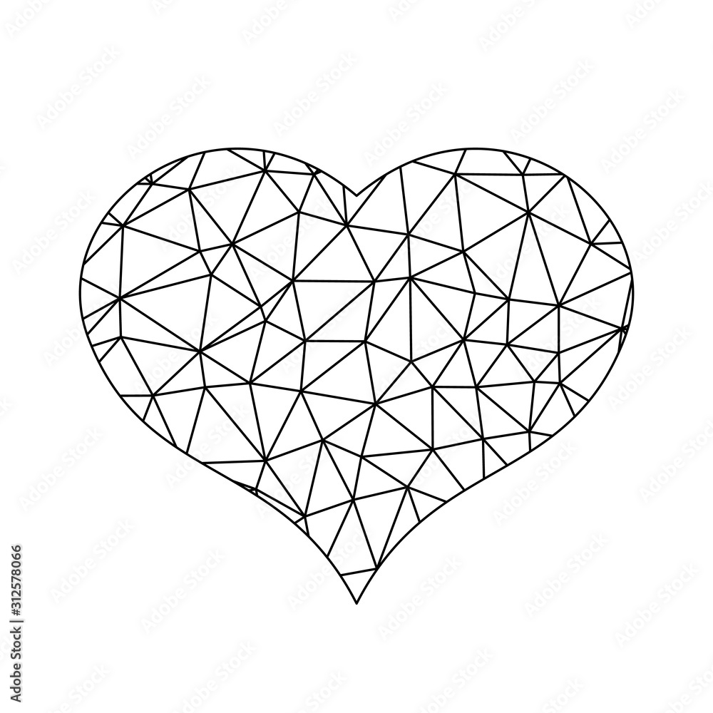 Low poly net heart. Symbol of love and St Valentines Day. Vector illustration Low poly net heart. Symbol of love and St Valentines Day. Vector illustration