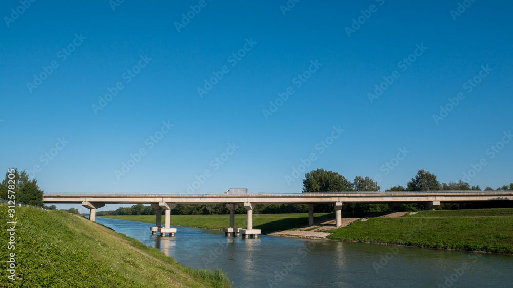 Fototapeta premium Truck on the bridge