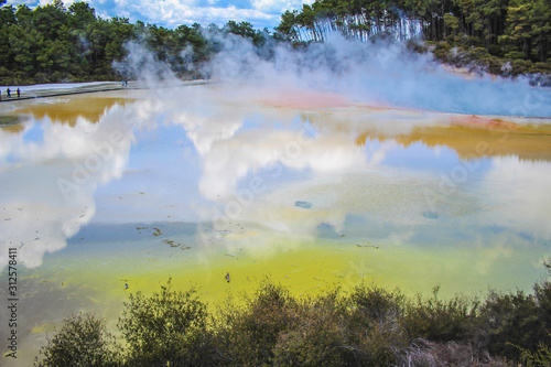 Colorful thermal pool at Wai-O-Tapu Thermal Wonderland near Rotorua, North Island, New Zealand