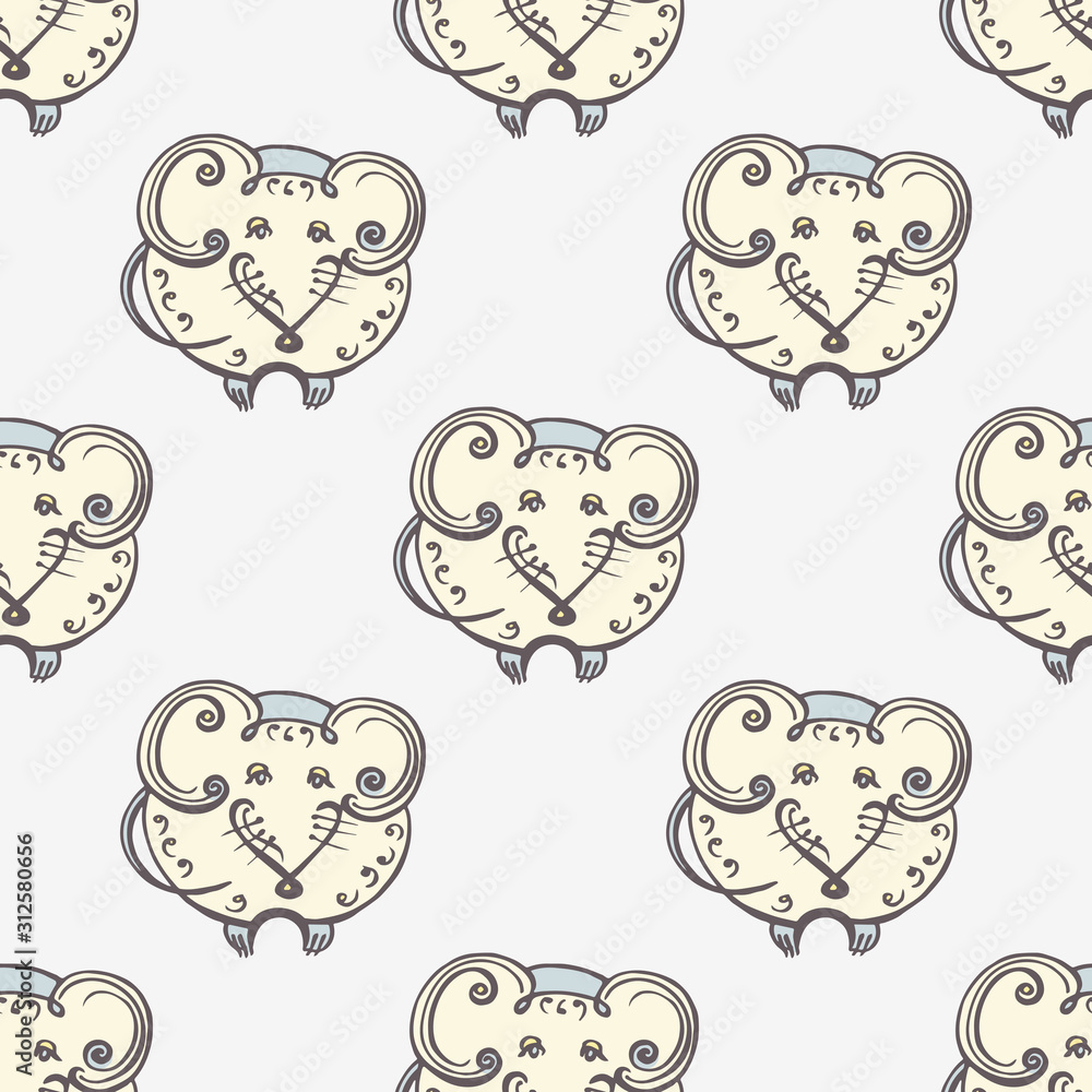 Chinese New Year seamless pattern with hand drawn rats
