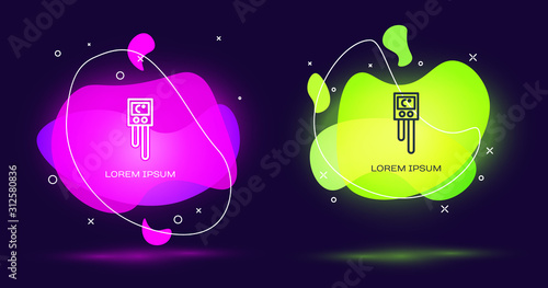 Line Temperature and humidity sensor icon isolated on black background. Abstract banner with liquid shapes. Vector Illustration