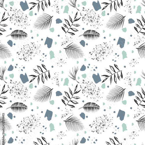 abstract branches and leaves design seamless pattern print