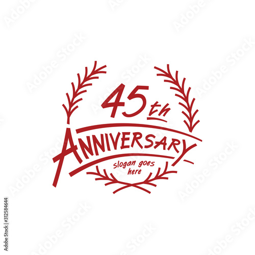 45 years design template. Forty fifth years logo. Vector and illustration. 